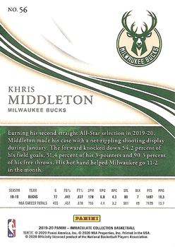 2019-20 Panini Immaculate Collection #56 Khris Middleton Back
