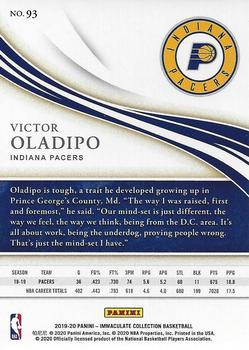 2019-20 Panini Immaculate Collection #93 Victor Oladipo Back