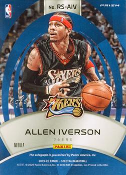 2019-20 Panini Spectra - Radiant Signatures Nebula #RS-AIV Allen Iverson Back