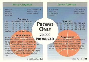 1991-92 Front Row Premier - Dual Player Promos #81 / 82 Larry Johnson / Stacey Augmon Back