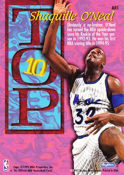 1995-96 Hoops - Top Ten #AR1 Shaquille O'Neal Back