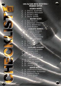 1995-96 Metal #119 Checklist: 1-83 Front