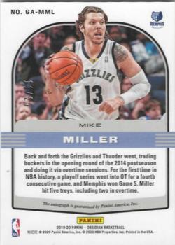 2019-20 Panini Obsidian - Galaxy Autographs Electric Etch Green #GA-MML Mike Miller Back