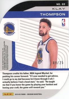 2019-20 Panini Obsidian - Atomic Electric Etch Green #22 Klay Thompson Back