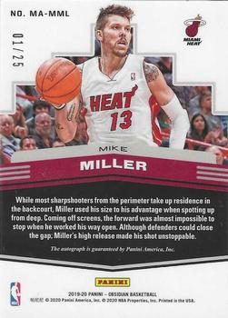 2019-20 Panini Obsidian - Matrix Autographs Electric Etch Green #MA-MML Mike Miller Back