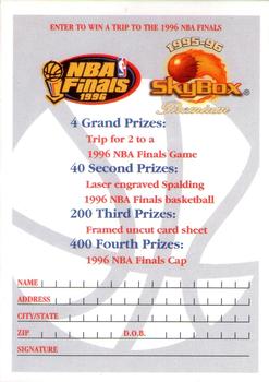 1995-96 SkyBox Premium #NNO 1996 NBA Finals Sweepstakes Front