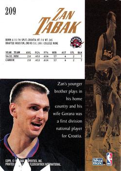 1995-96 SkyBox Premium #209 Zan Tabak Back