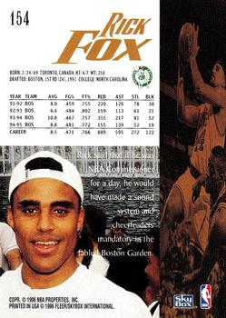 1995-96 SkyBox Premium #154 Rick Fox Back