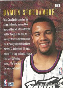 1995-96 SkyBox Premium - Hot Sparks #HS9 Damon Stoudamire Back