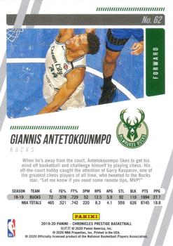 2019-20 Panini Chronicles - Bronze #62 Giannis Antetokounmpo Back