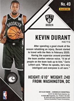 2019-20 Panini Chronicles - Pink #49 Kevin Durant Back