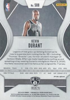 2019-20 Panini Chronicles - Silver #508 Kevin Durant Back