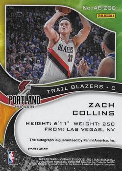 2019-20 Panini Chronicles - Airborne Signatures Red #AB-ZCO Zach Collins Back
