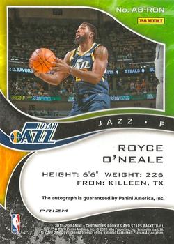 2019-20 Panini Chronicles - Airborne Signatures Red #AB-RON Royce O'Neale Back