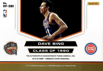 2019-20 Panini Chronicles - Hall of Fame Autographs Blue #HF-DBI Dave Bing Back
