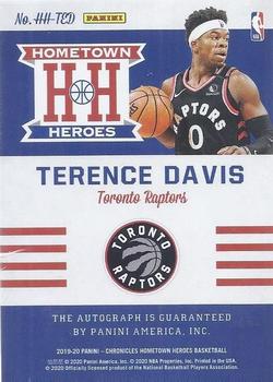 2019-20 Panini Chronicles - Hometown Heroes Rookie Auto Red #HH-TED Terence Davis Back