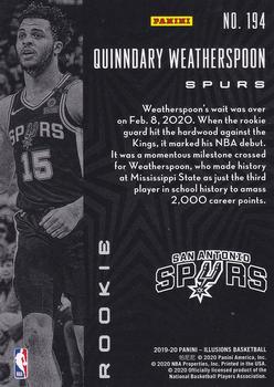 2019-20 Panini Illusions #194 Quinndary Weatherspoon Back