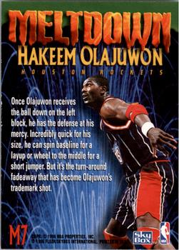 1995-96 SkyBox Premium - Meltdown #M7 Hakeem Olajuwon Back