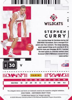 2020 Panini Contenders Draft Picks #1 Stephen Curry Back