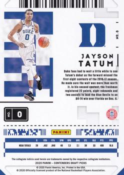 2020 Panini Contenders Draft Picks #8 Jayson Tatum Back