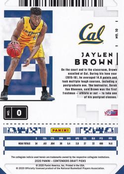 2020 Panini Contenders Draft Picks #10 Jaylen Brown Back