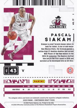 2020 Panini Contenders Draft Picks #17 Pascal Siakam Back
