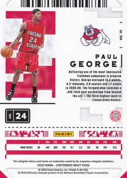 2020 Panini Contenders Draft Picks #19 Paul George Back