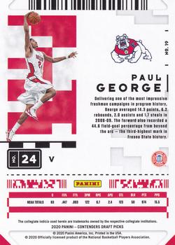 2020 Panini Contenders Draft Picks #19 Paul George Back