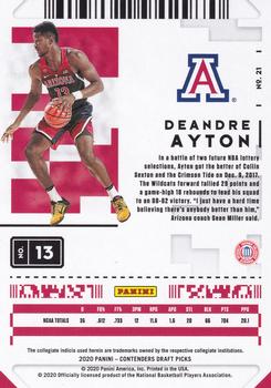2020 Panini Contenders Draft Picks #21 Deandre Ayton Back
