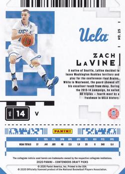 2020 Panini Contenders Draft Picks #25 Zach LaVine Back
