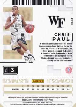 2020 Panini Contenders Draft Picks #38 Chris Paul Back