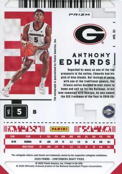 Anthony Edwards 2020-2021 Panini Contenders Draft Class Rookie Card #5