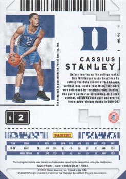 2020 Panini Contenders Draft Picks #99 Cassius Stanley Back