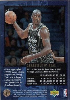1995-96 SP Championship #76 Shaquille O'Neal Back