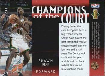 1995-96 SP Championship - Champions of the Court #C25 Shawn Kemp Back