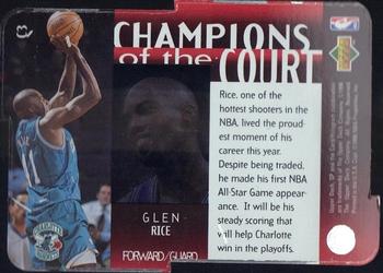1995-96 SP Championship - Champions of the Court Die Cut #C3 Glen Rice Back