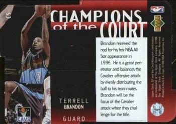 1995-96 SP Championship - Champions of the Court Die Cut #C5 Terrell Brandon Back