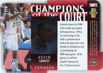 1995-96 SP Championship - Champions of the Court Die Cut #C16 Kevin Garnett Back