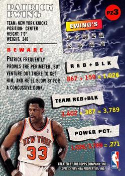 1995-96 Stadium Club - Power Zone #PZ3 Patrick Ewing Back