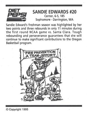 1994-95 Pepsi Oregon Ducks Women #NNO Sandie Edwards Back