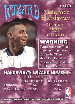 1995-96 Stadium Club - Wizards #W10 Anfernee Hardaway Back