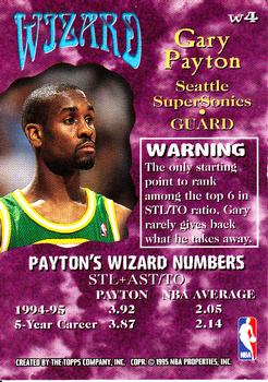1995-96 Stadium Club - Wizards #W4 Gary Payton Back