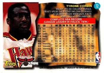 1995-96 Topps #72 Tyrone Corbin Back