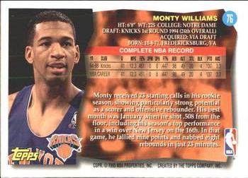 1995-96 Topps #76 Monty Williams Back