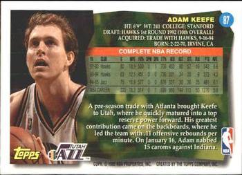 1995-96 Topps #87 Adam Keefe Back