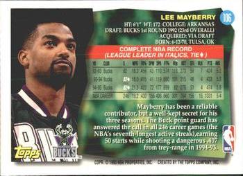 1995-96 Topps #106 Lee Mayberry Back