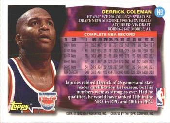 1995-96 Topps #149 Derrick Coleman Back
