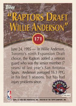 1995-96 Topps #171 Willie Anderson Back