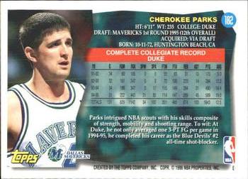 1995-96 Topps #182 Cherokee Parks Back