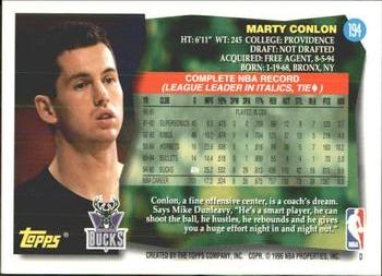 1995-96 Topps #194 Marty Conlon Back